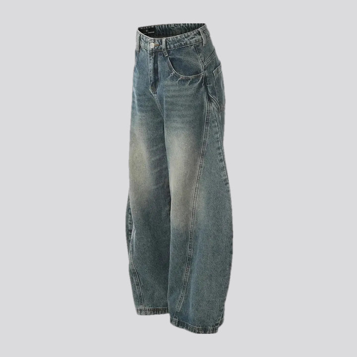 Casual mid rise abraded jeans for men