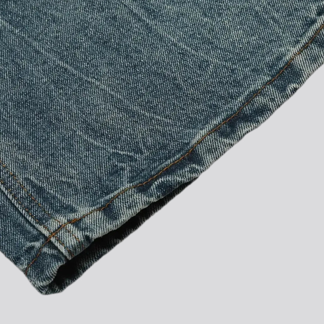 Sanded stonewashed baggy men's jeans