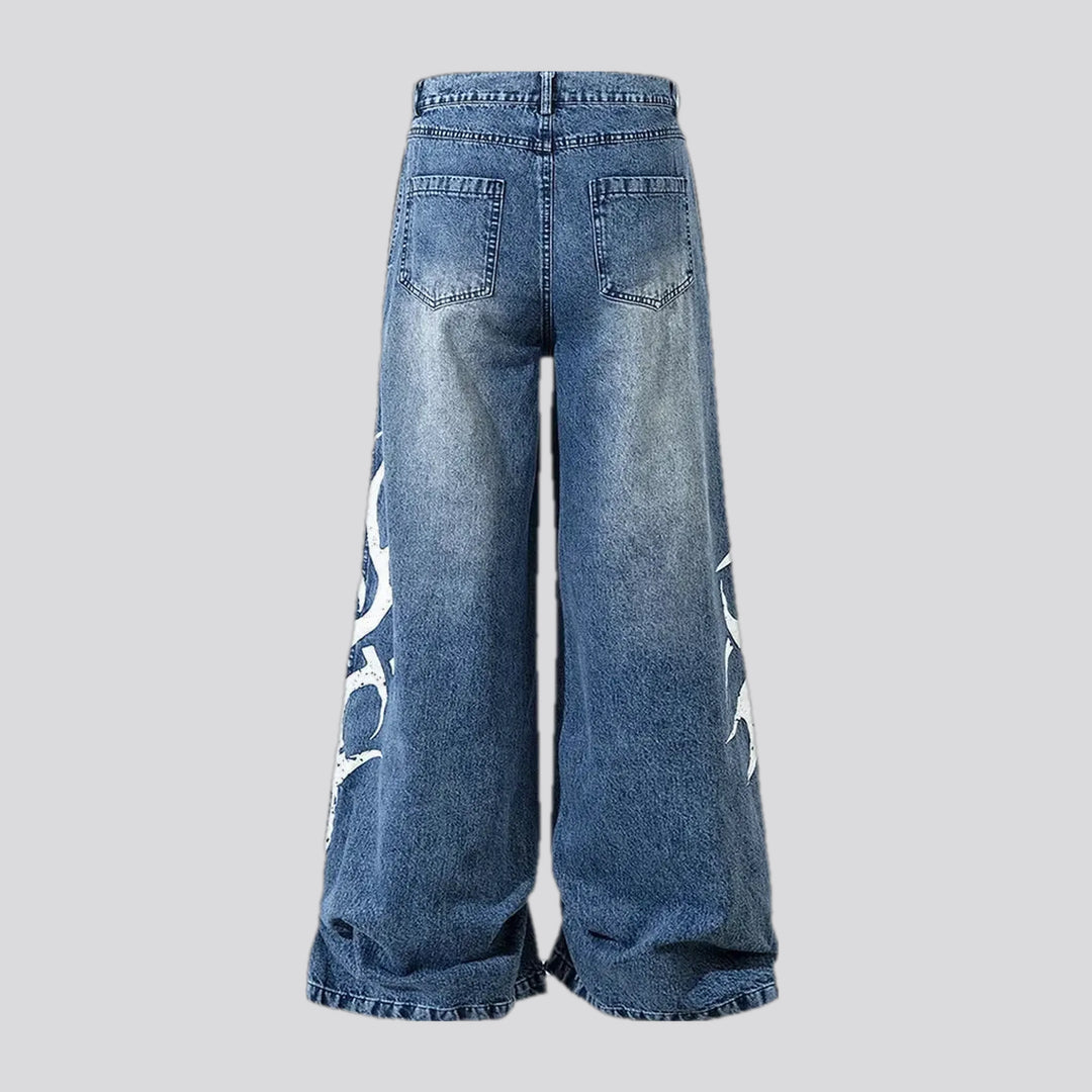 Whiskered boho baggy men's jeans