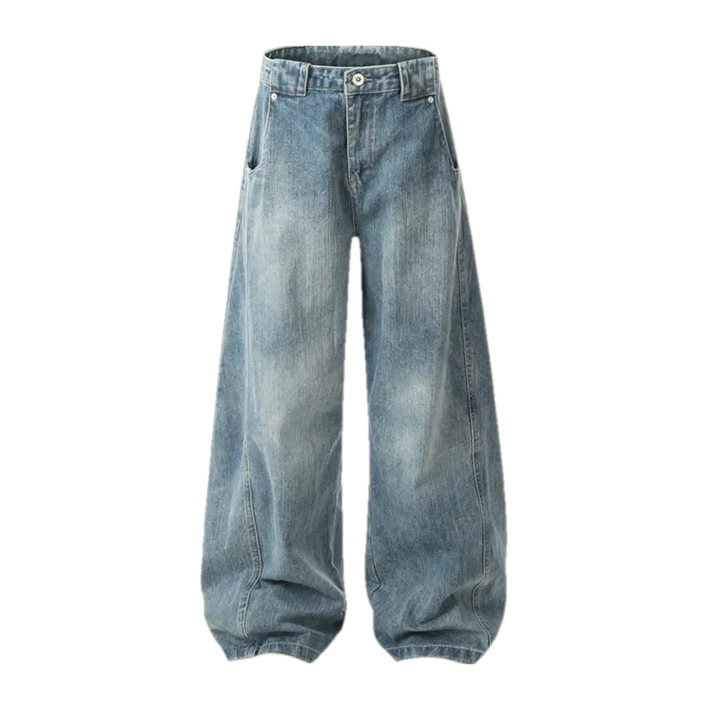 Baggy Faded Style Men's Jeans - Blue