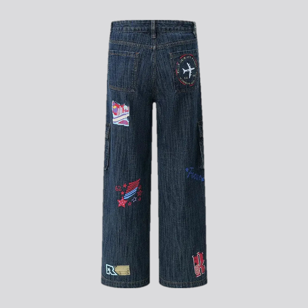 Artistic wide fit fashionable men's jeans