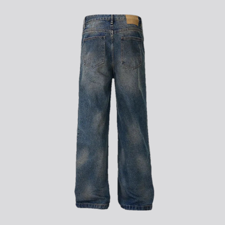 90s style dark creased men's jeans