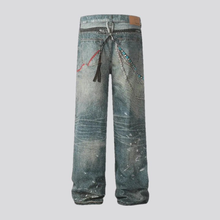 Dirty faded wash stylish men's jeans