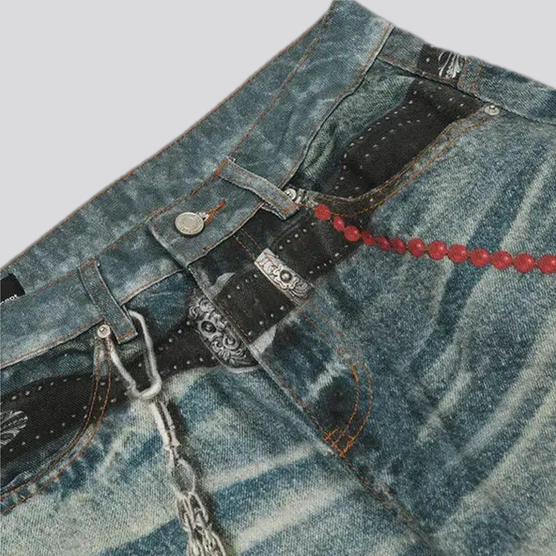 Dirty faded wash stylish men's jeans