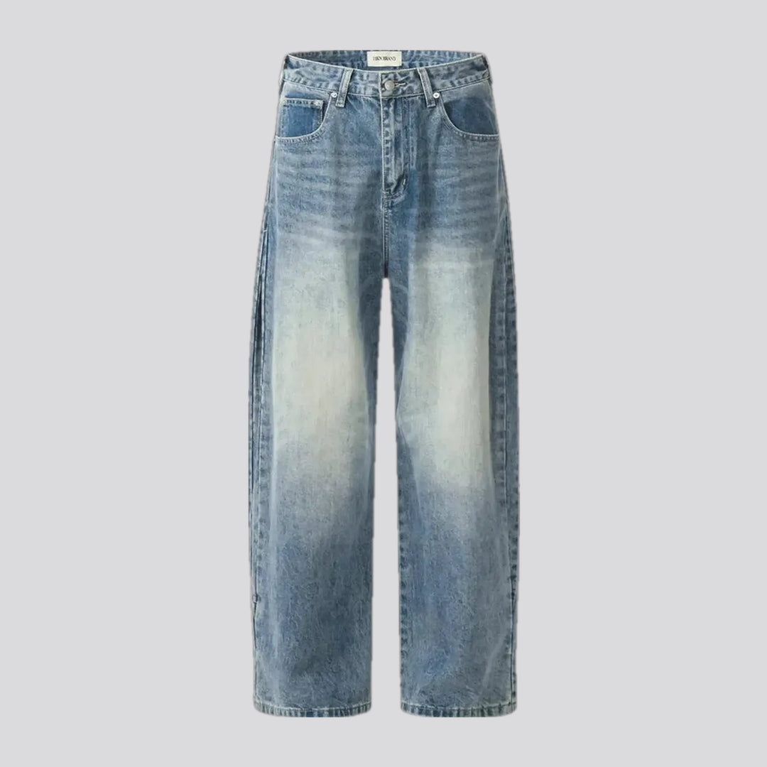 Baggy style abraded men's jeans