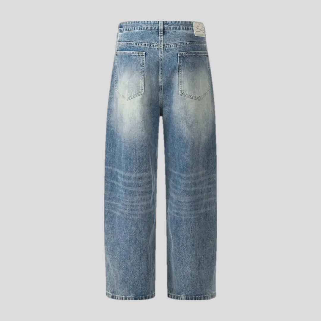 Baggy style abraded men's jeans