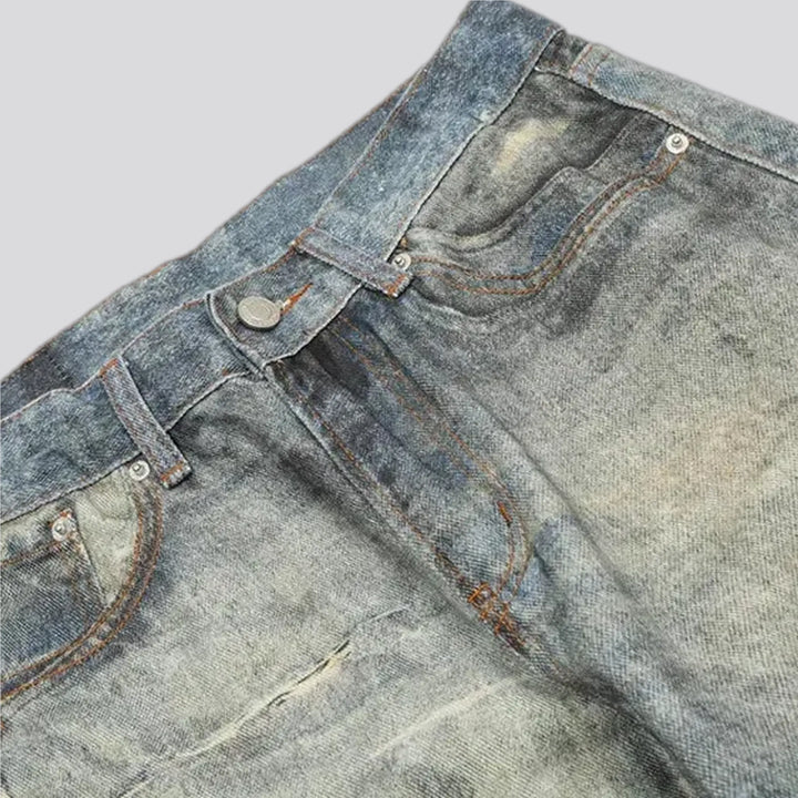 Dirty faded fashion men's jeans