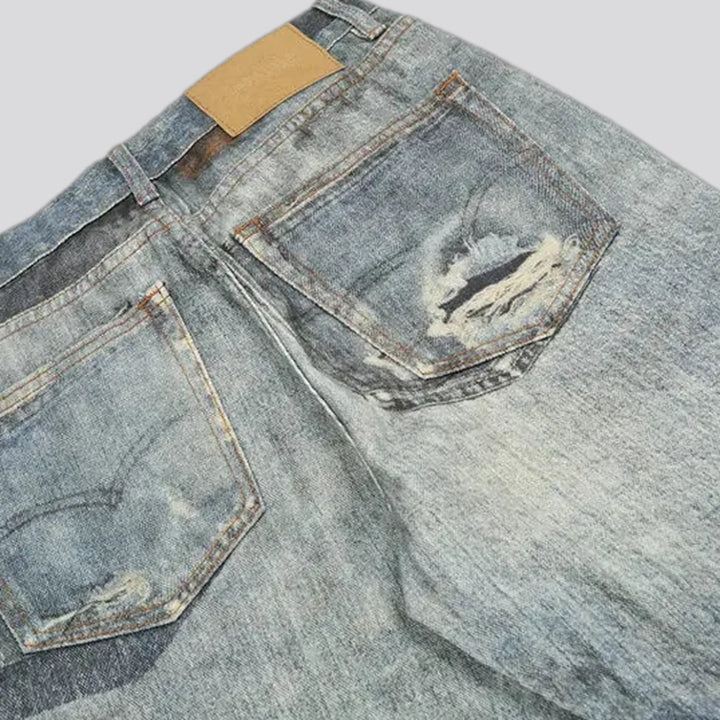 Dirty faded fashion men's jeans