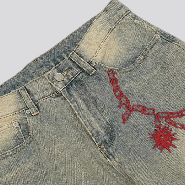 Abraded fashion jeans for men