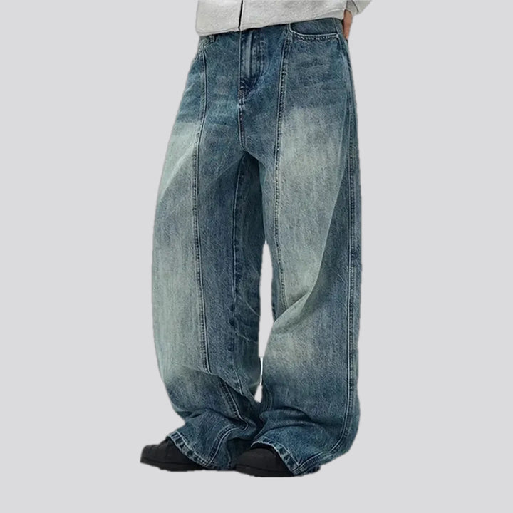 Faded wash men's jeans