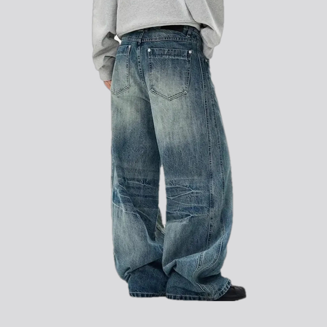 Faded wash men's jeans