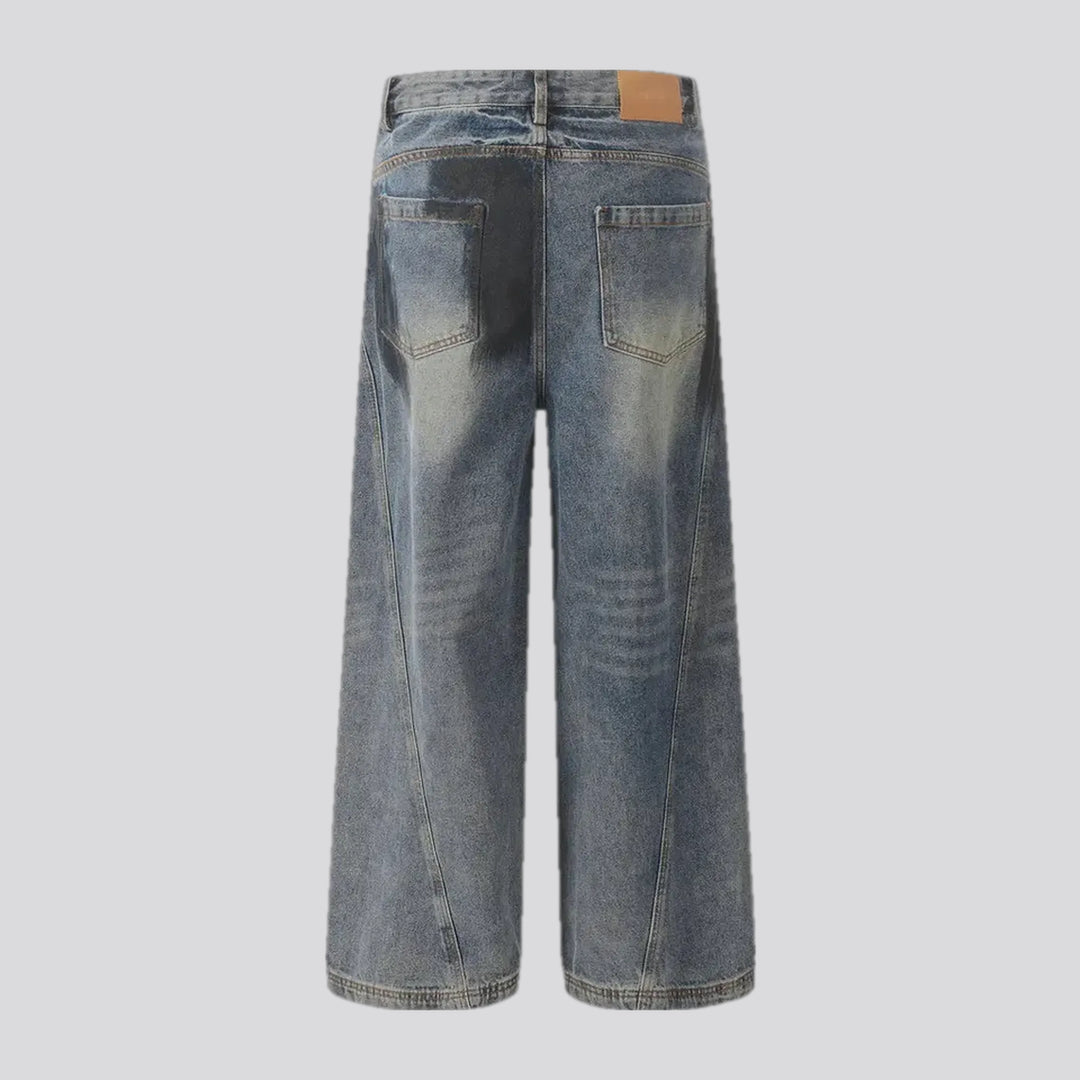 Fashionable faded wash men's jeans