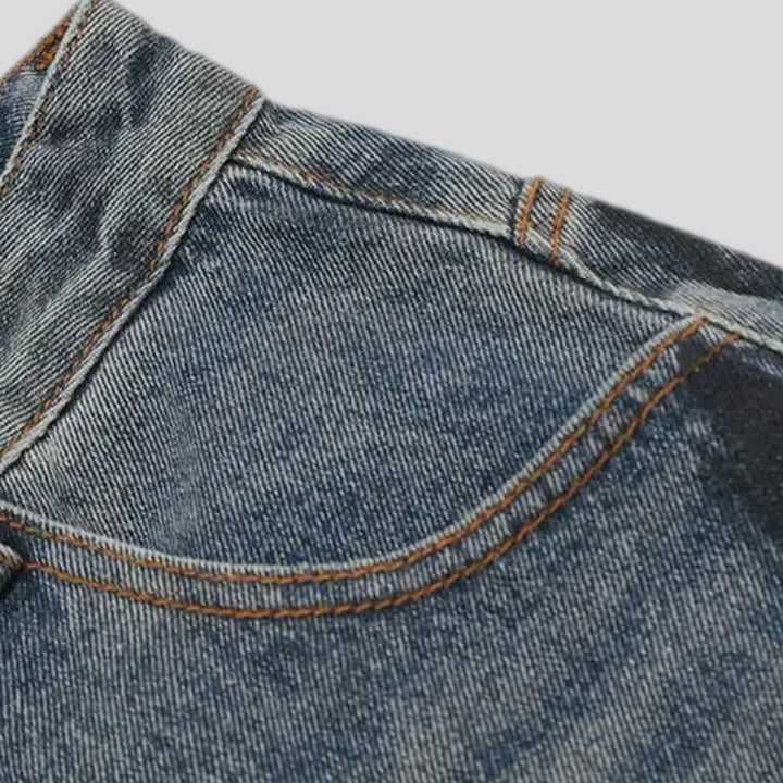 Fashionable faded wash men's jeans