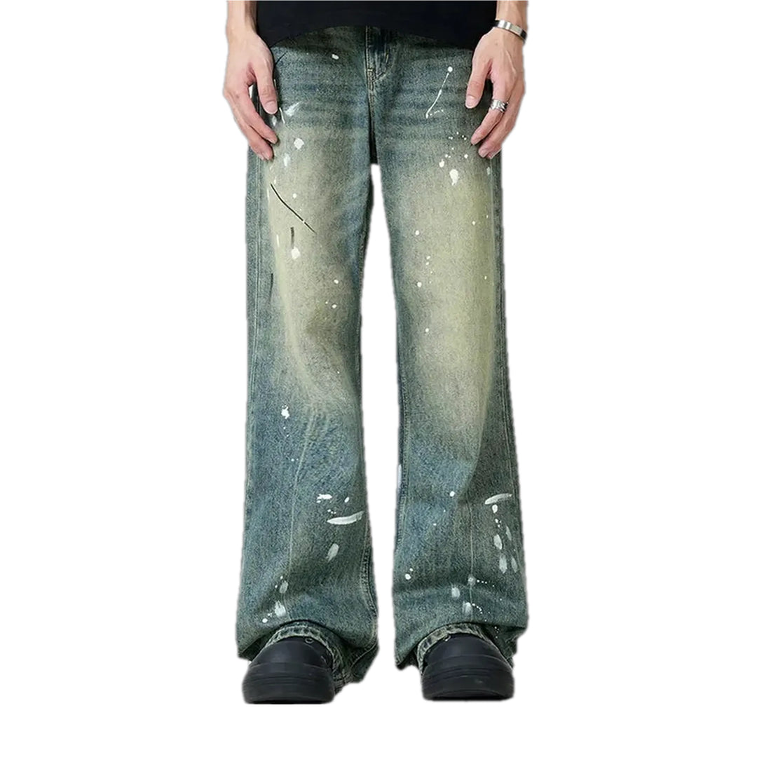 Retro Mid-waist Men's Jeans - Blue