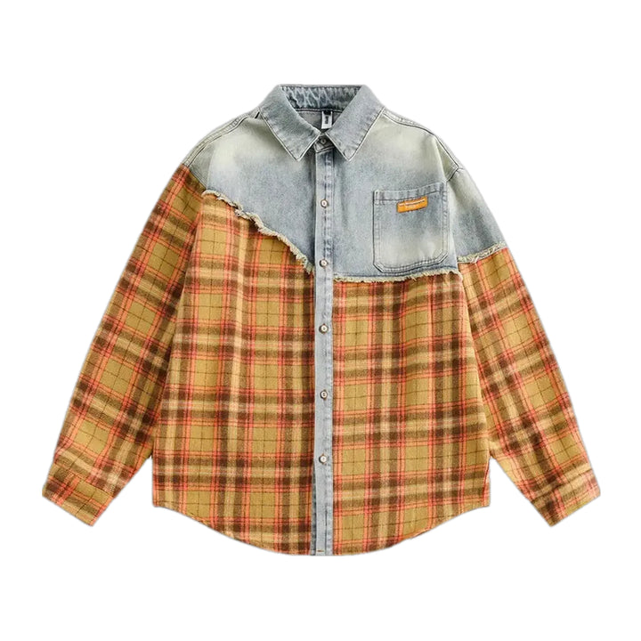 Oversized Men's Denim Jacket - Orange