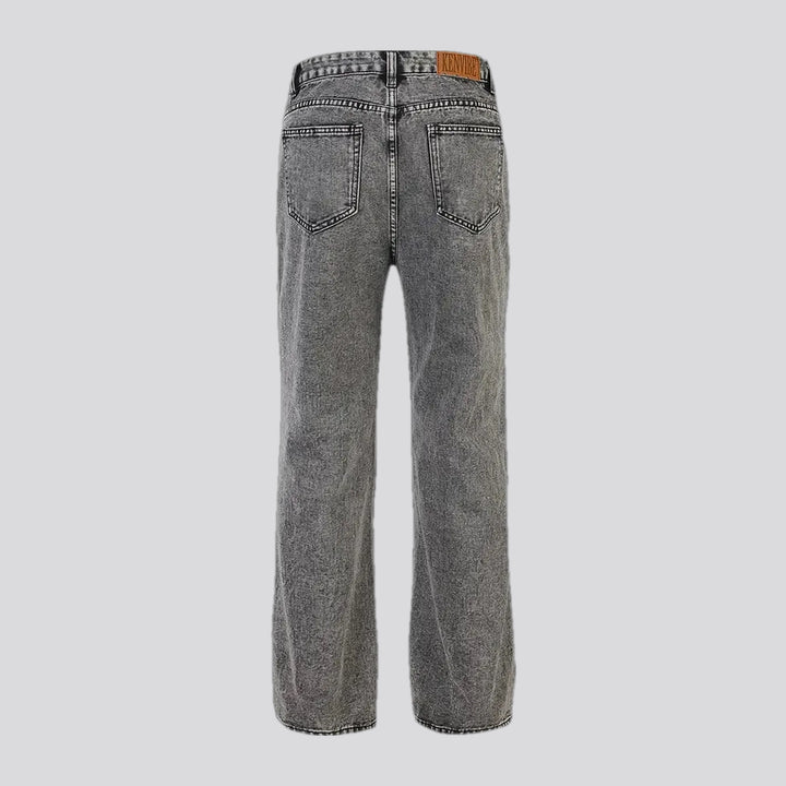 Retro stitched design straight jeans for men