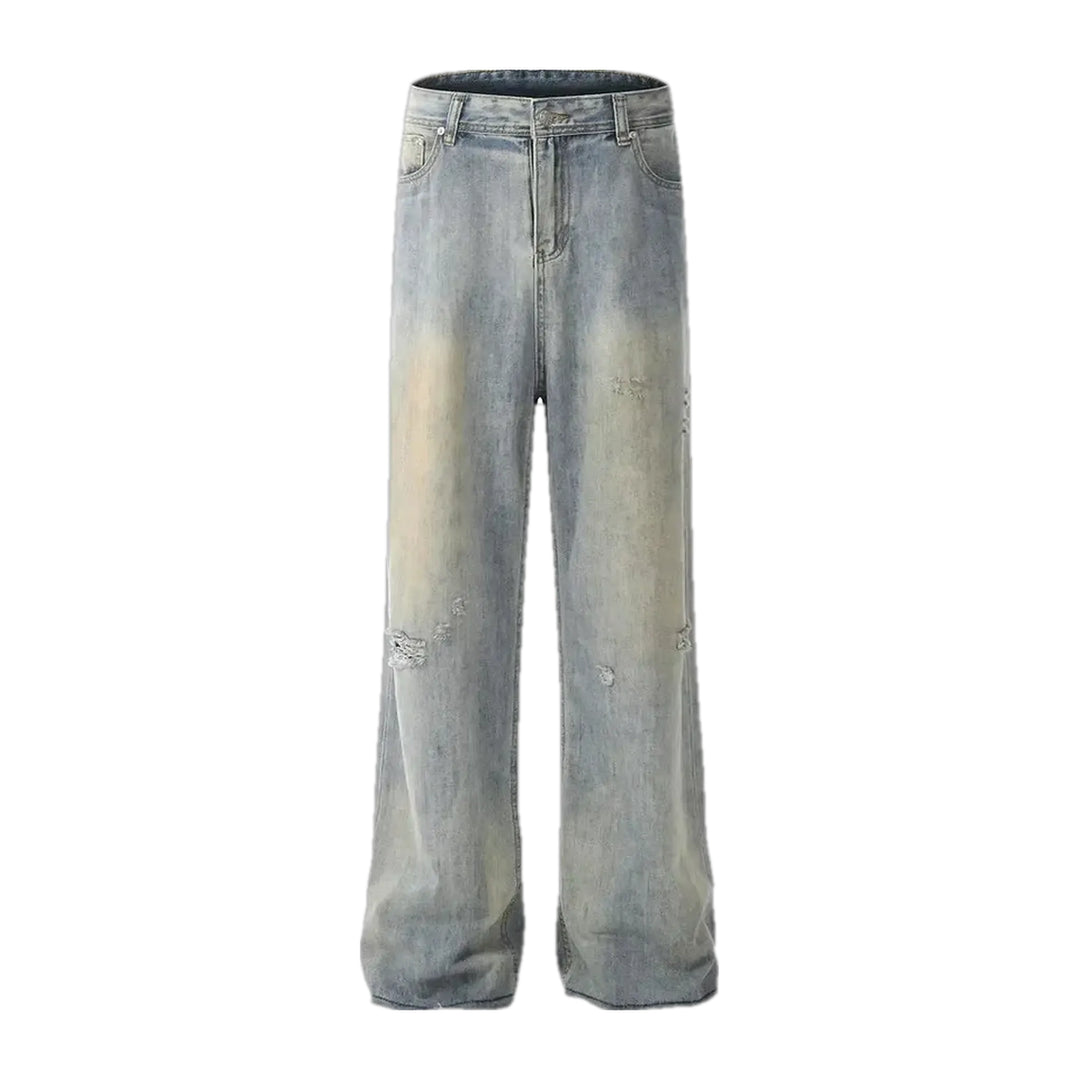 Grunge Style Men's Jeans - Light Blue