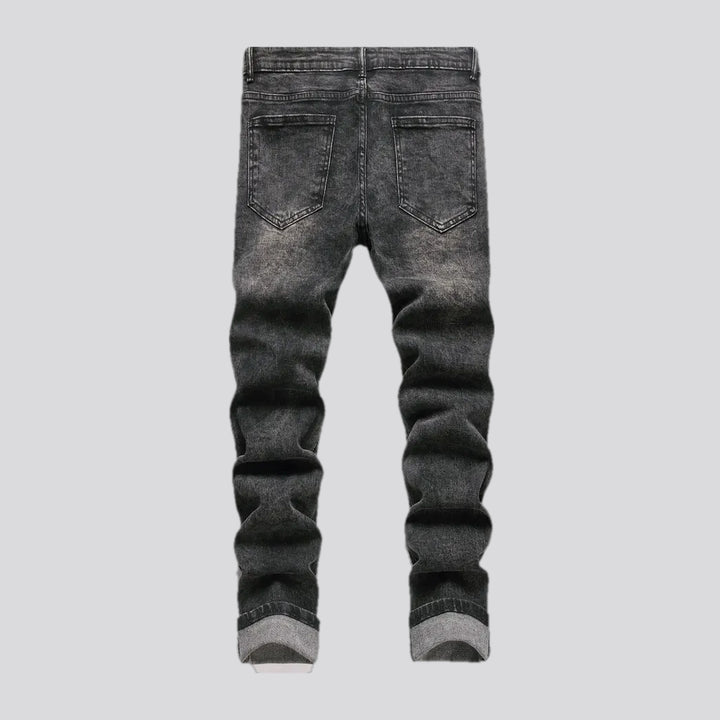 Graphic art mid-rise men's jeans