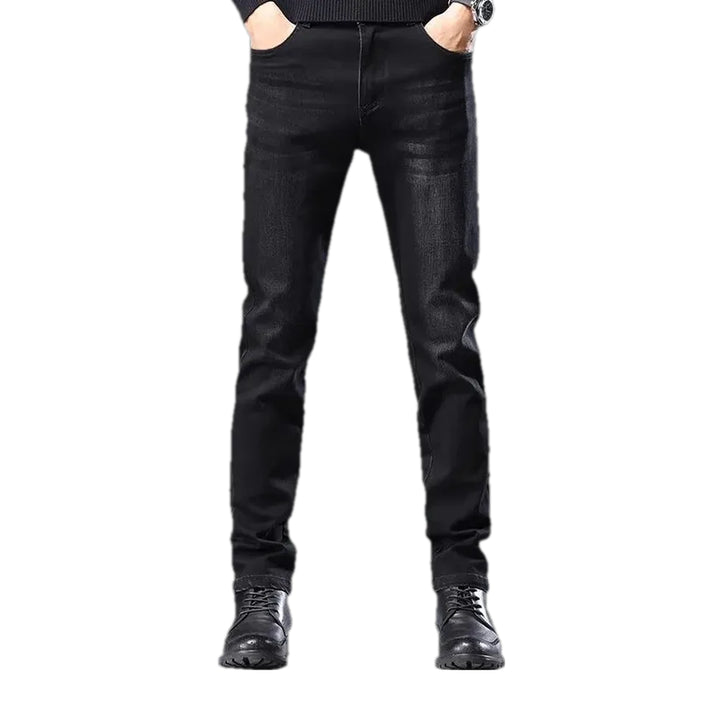 Slim-fitting Mid-rise Men's Jeans - Black