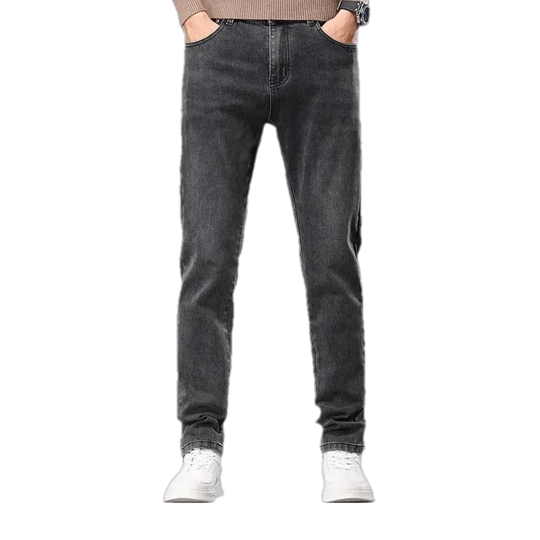 Slim-fitting Mid-rise Men's Jeans - Grey