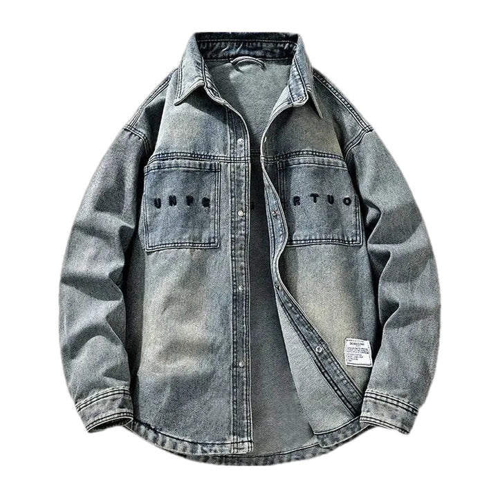 Boho Washed Out Regular Fit Men's Denim Jacket - Light Blue