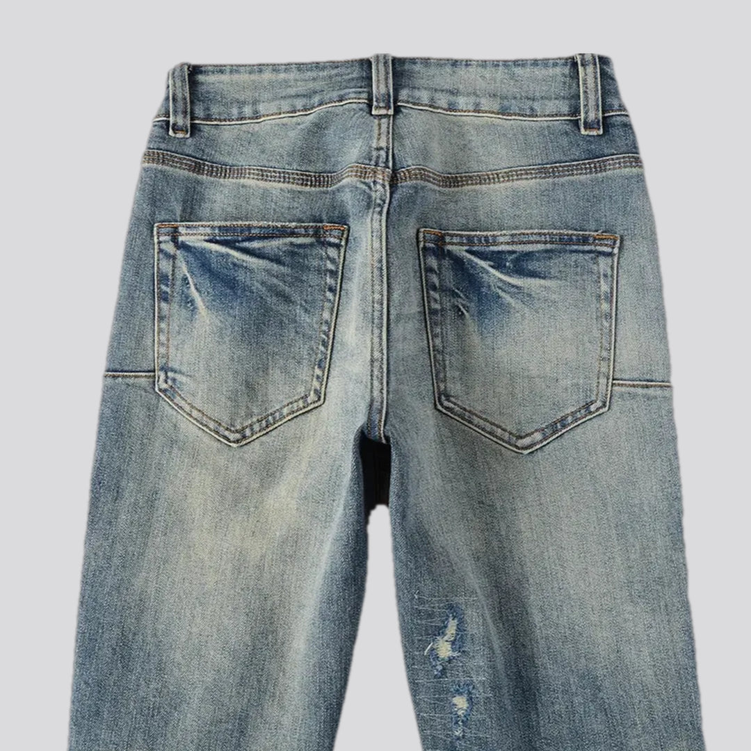 Skinny grunge style stonewashed men's jeans