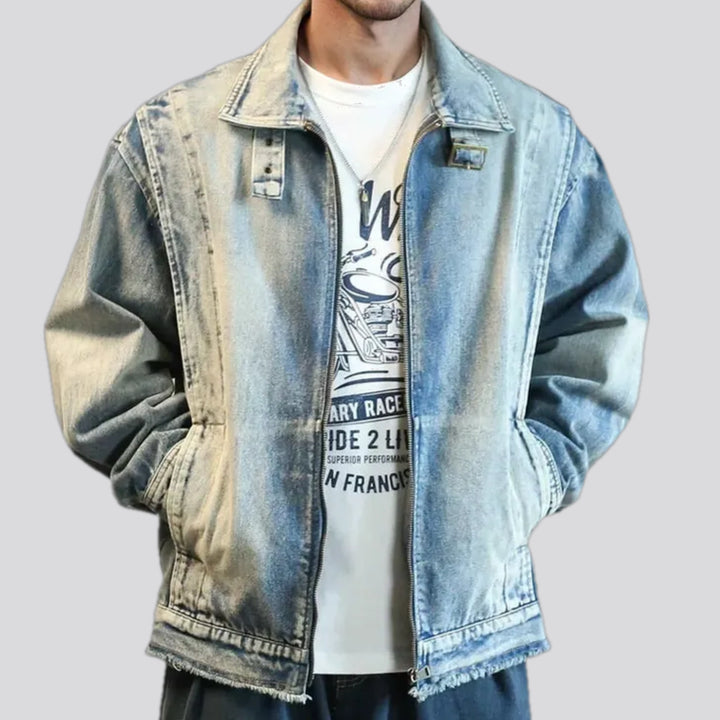 Lightweight faded grunge jeans jacket for men