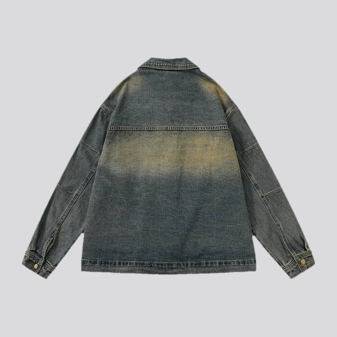 Retro boho men's jeans jacket