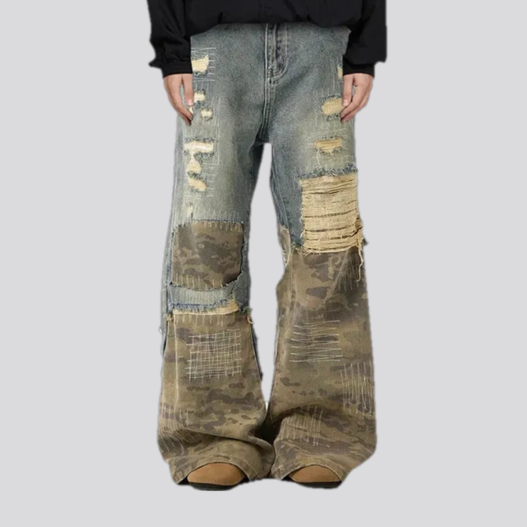 Mid-rise Torn Mixed Fashion Men's Jeans | Jeans4you.shop