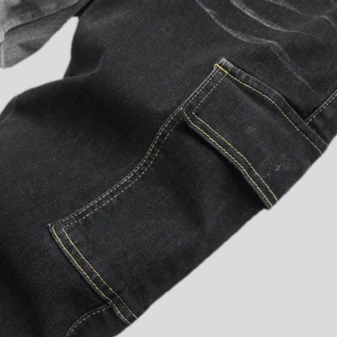 Elastic mid rise jeans for men