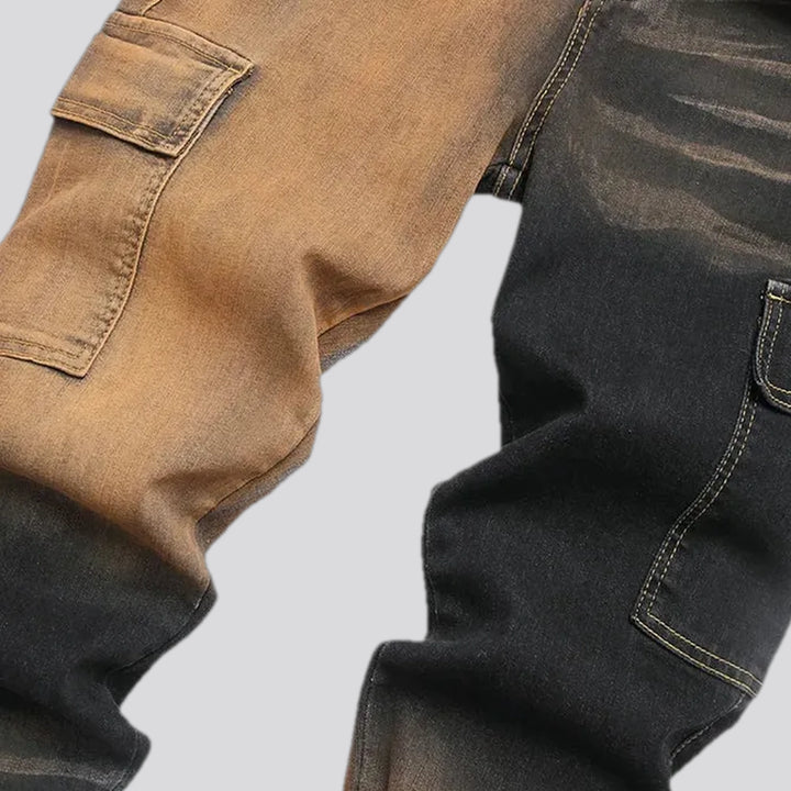 Elastic mid rise jeans for men