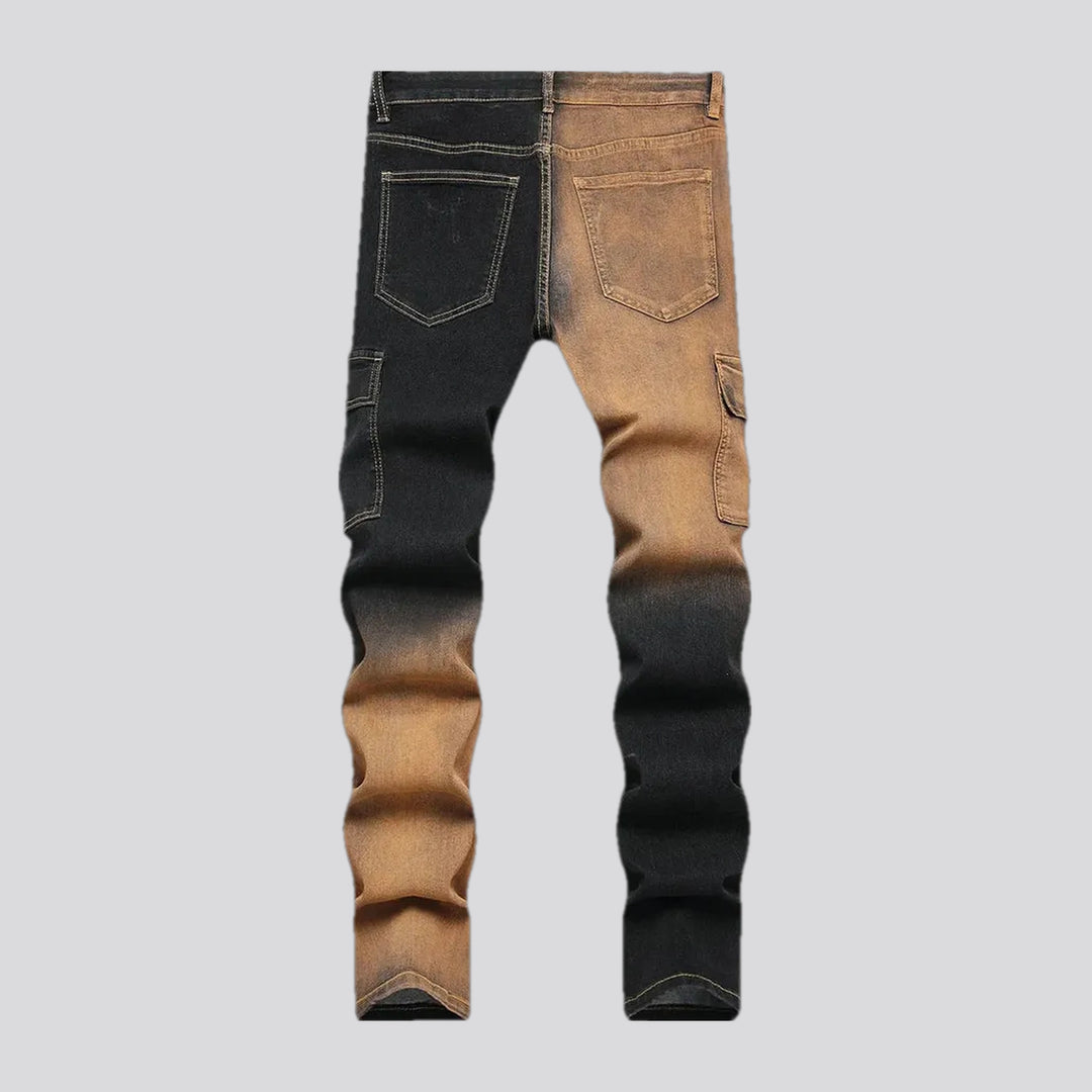 Elastic mid rise jeans for men