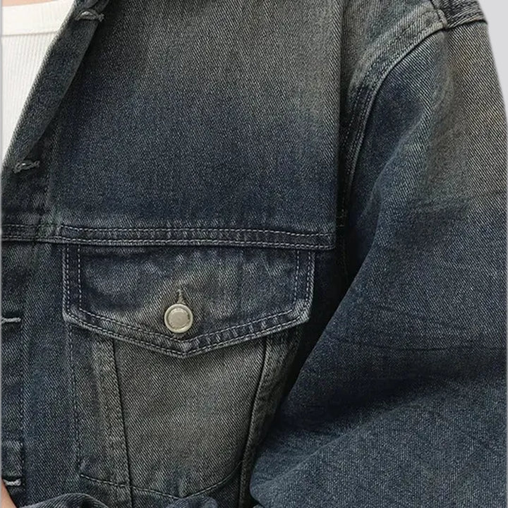 Whiskered retro stonewashed men's denim jacket