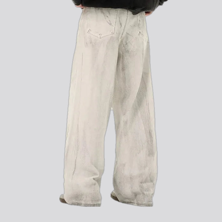 Fashionable washed out baggy men's jeans