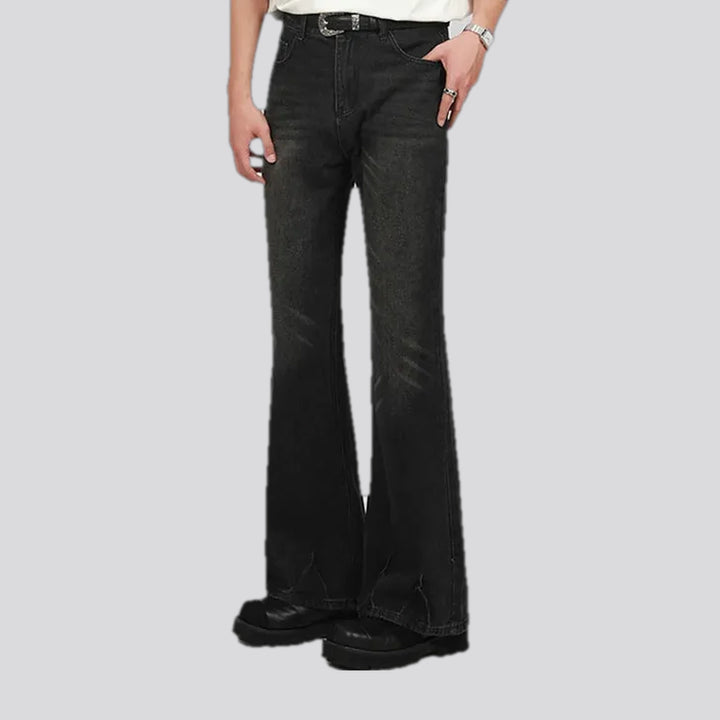 Sanded whiskered stylish men's jeans