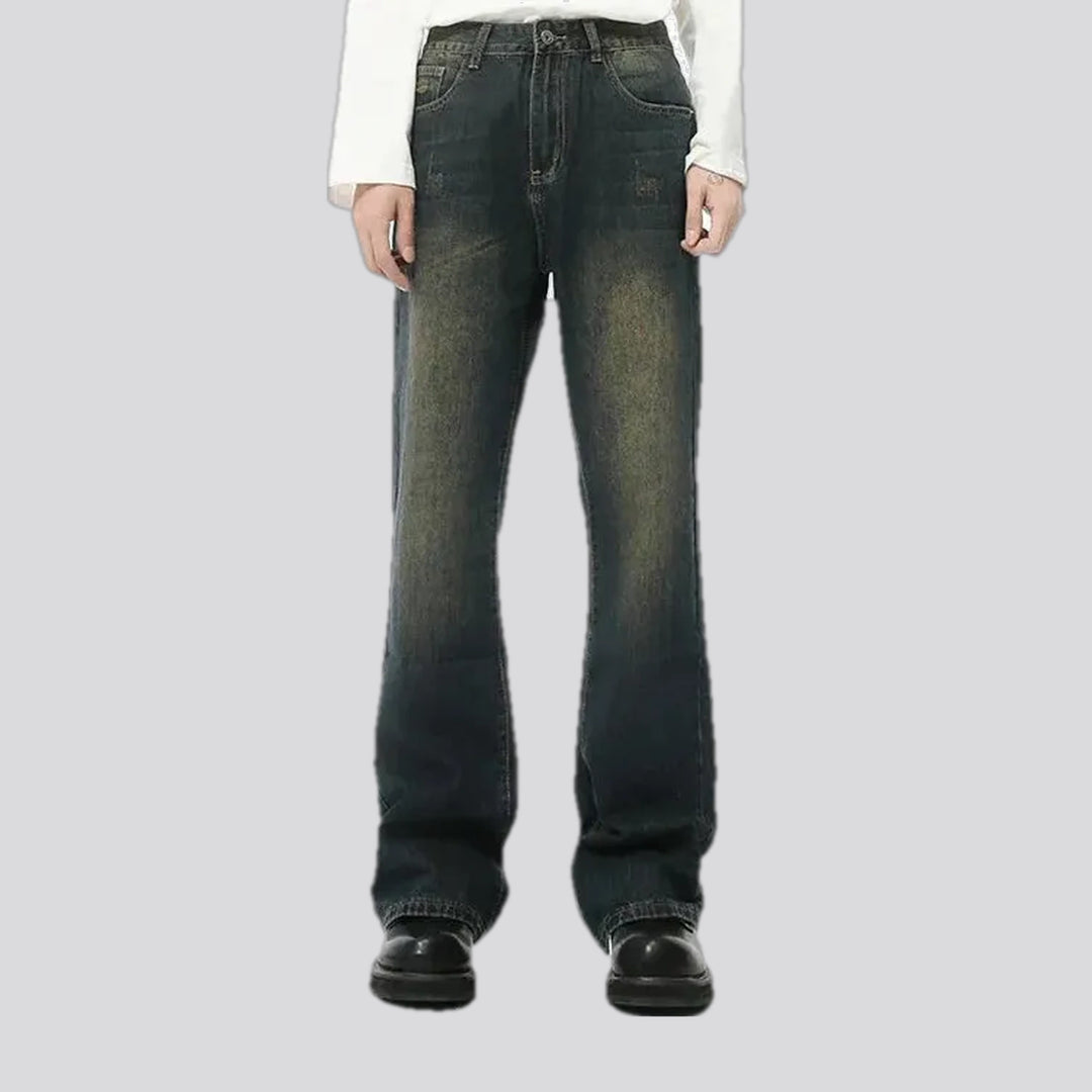 Dark faded bootcut men's jeans