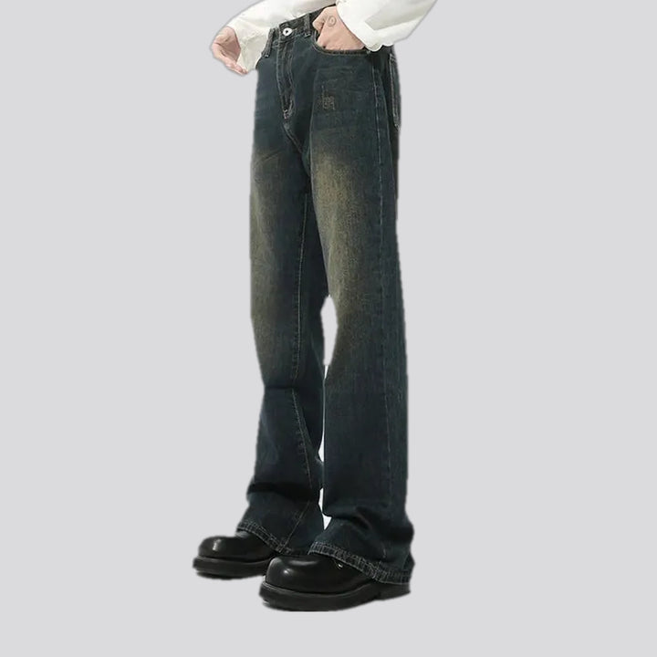 Dark faded bootcut men's jeans