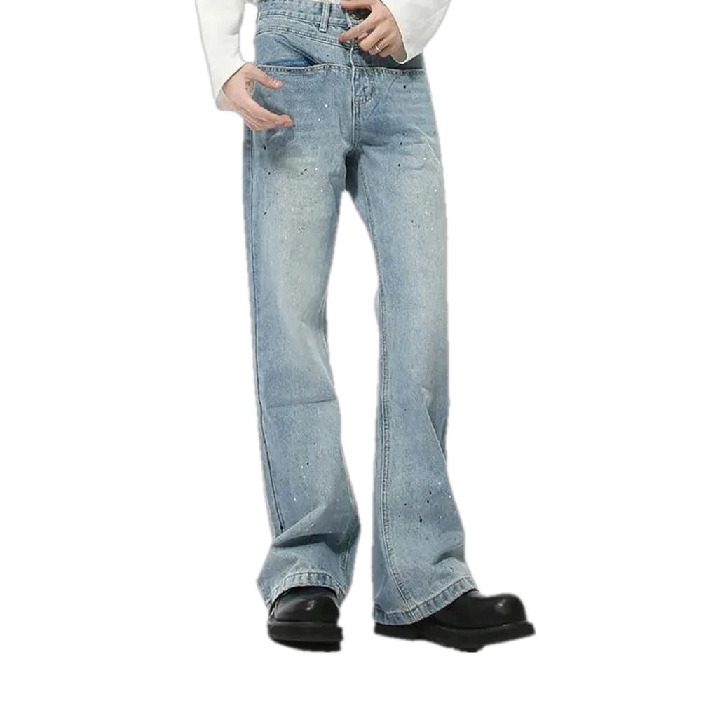 Fashionable Mid-waist Jeans for Men - Light Blue