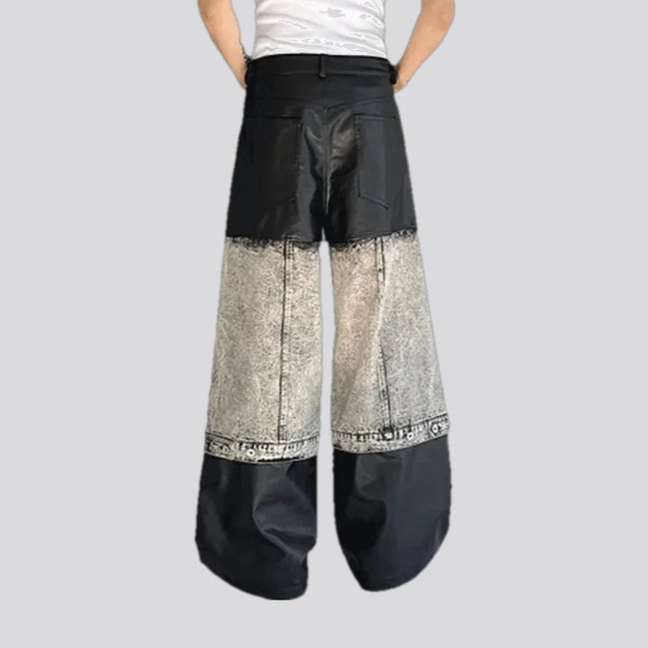 Fashionable mid rise baggy men's denim pants