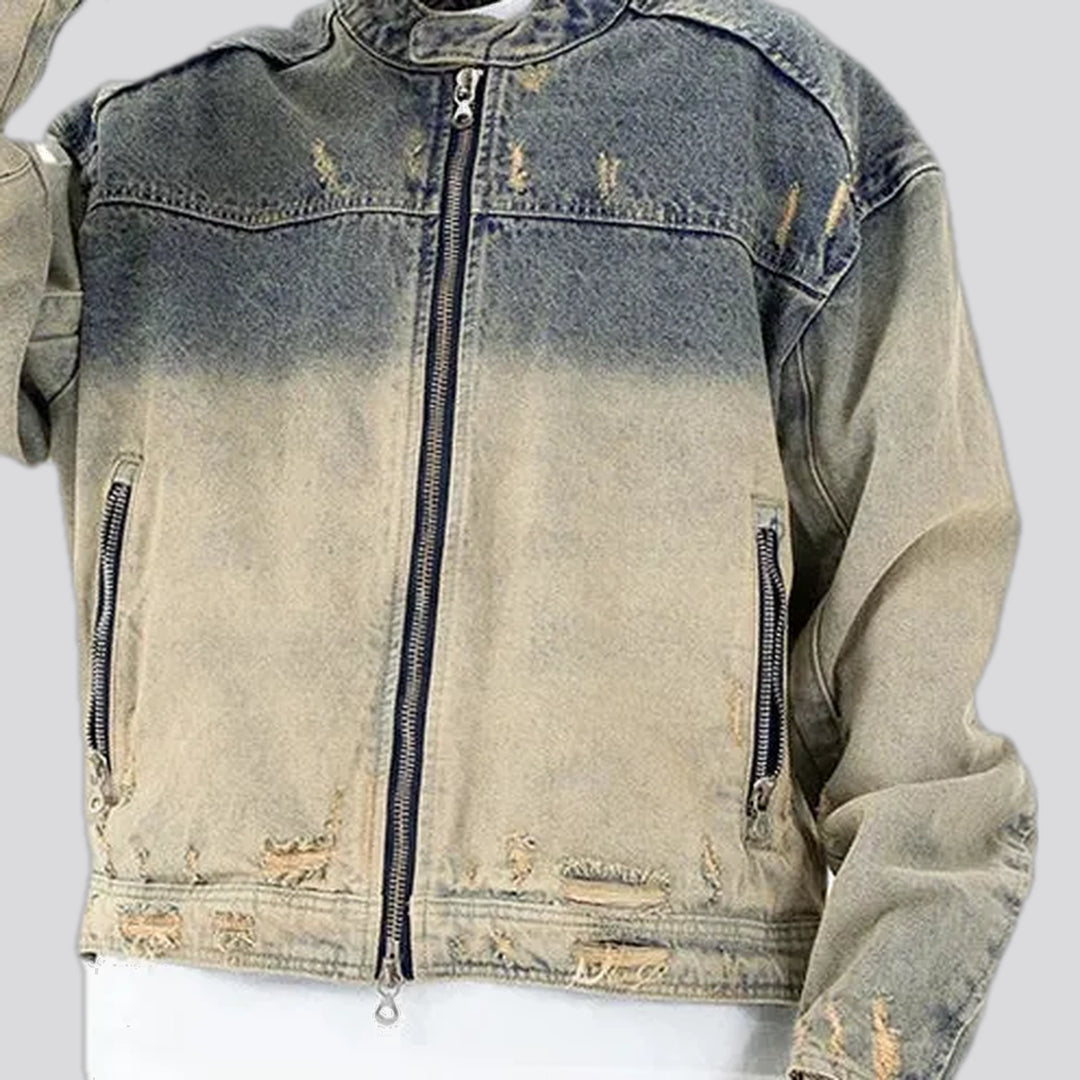 Fashionable grunge medium fit men's jeans jacket