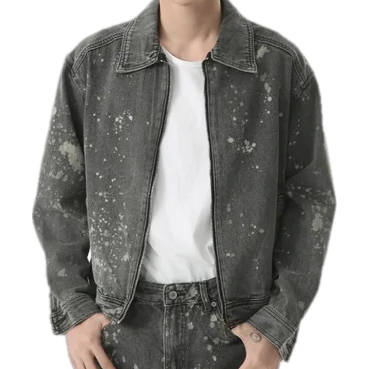 Vintage Paint Men's Jean Jacket - Grey