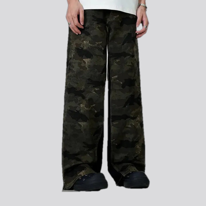 Baggy fit stylish camouflage men's denim pants