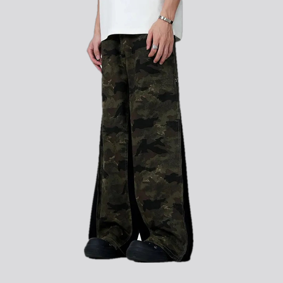 Baggy fit stylish camouflage men's denim pants