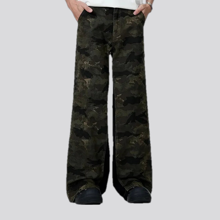 Baggy fit stylish camouflage men's denim pants