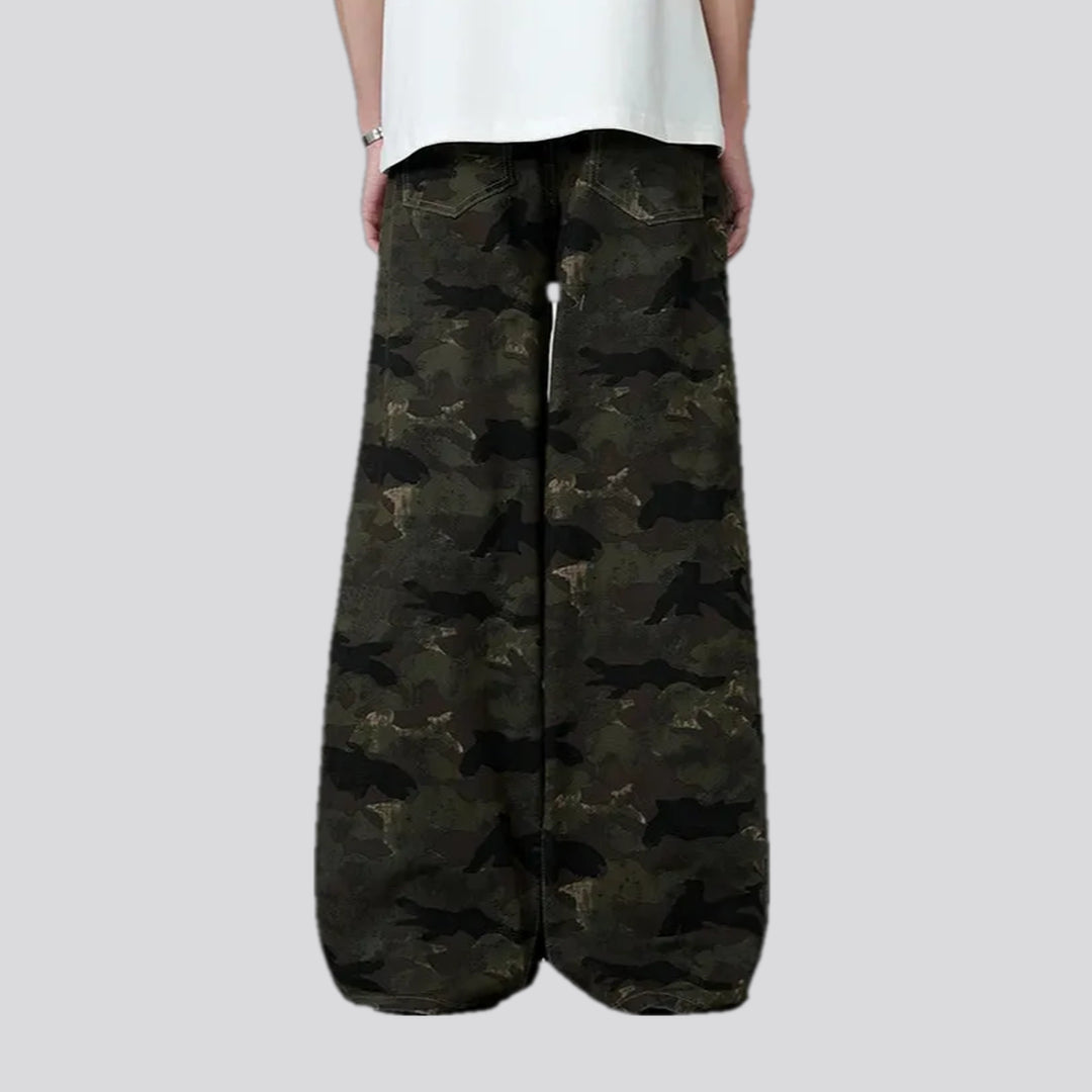 Baggy fit stylish camouflage men's denim pants