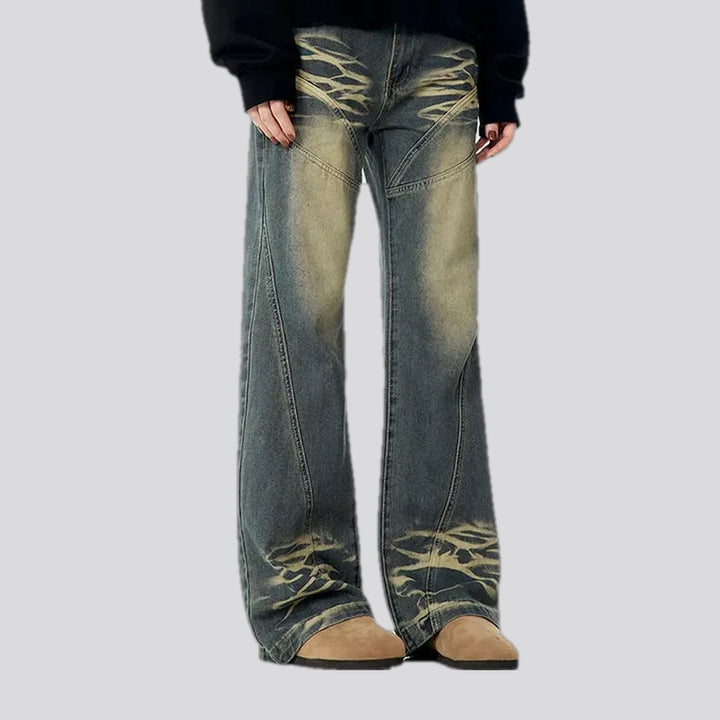 Boho style wide fit men's jeans