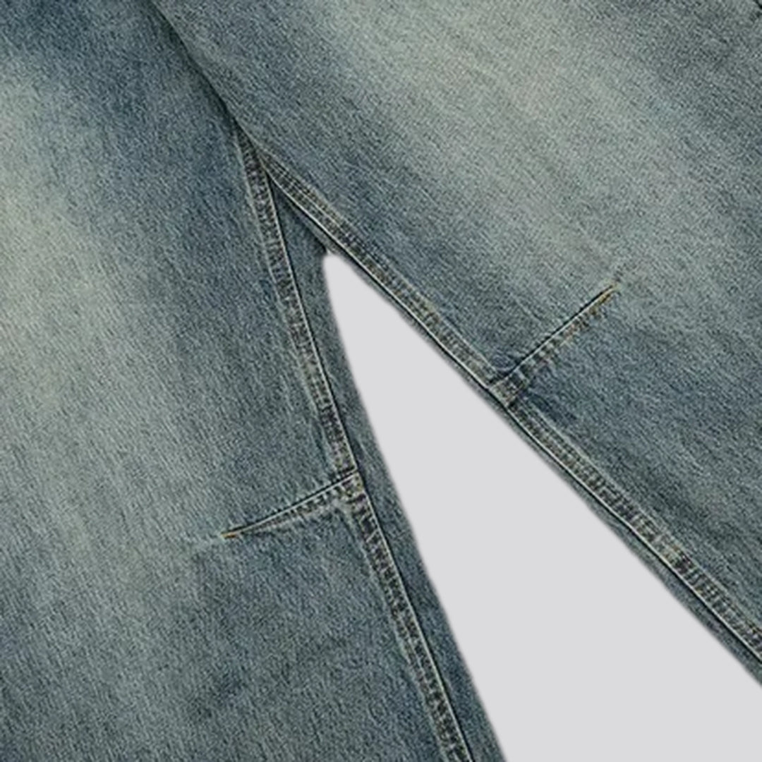 Baggy style and faded wash men's jeans