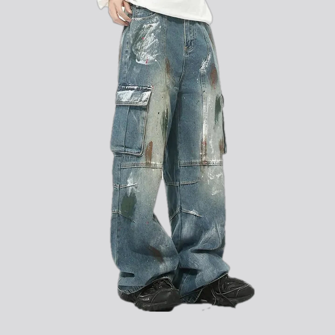 Art painted fashion street men's jeans