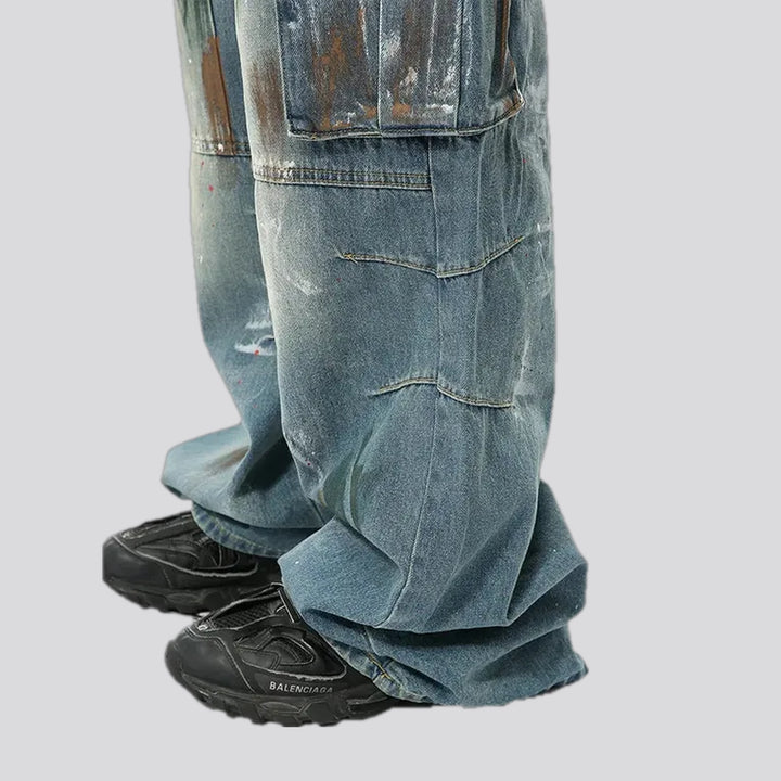 Art painted fashion street men's jeans