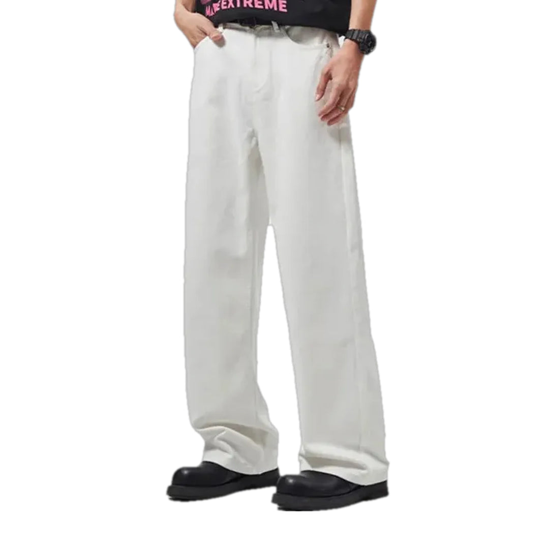 Casual Baggy Men's Denim Pants - White